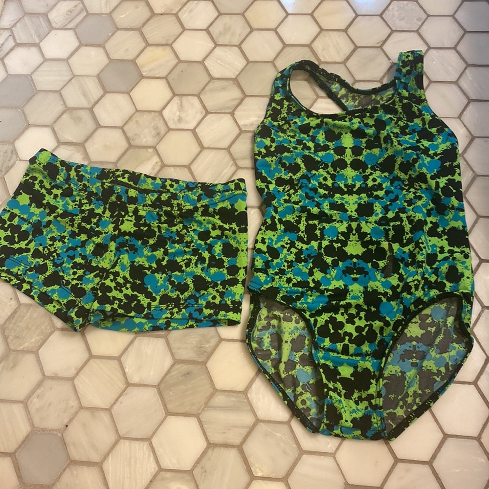 matching leotard and short set